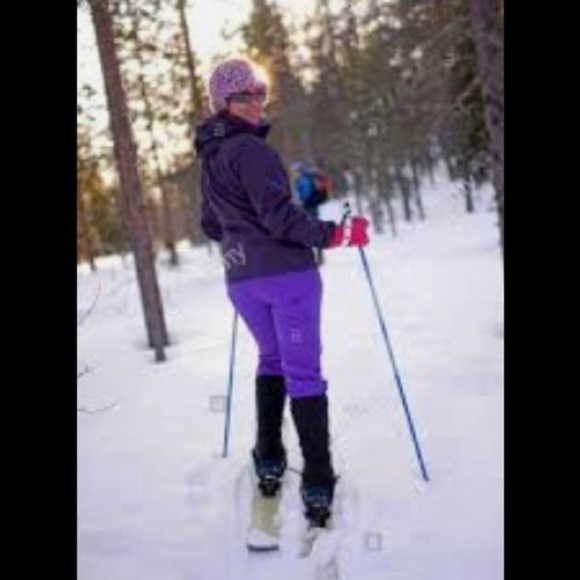Vintage Edelweiss Purple Ski Snow Pants high waist shimmer retro size 14 women’s - Picture 15 of 15